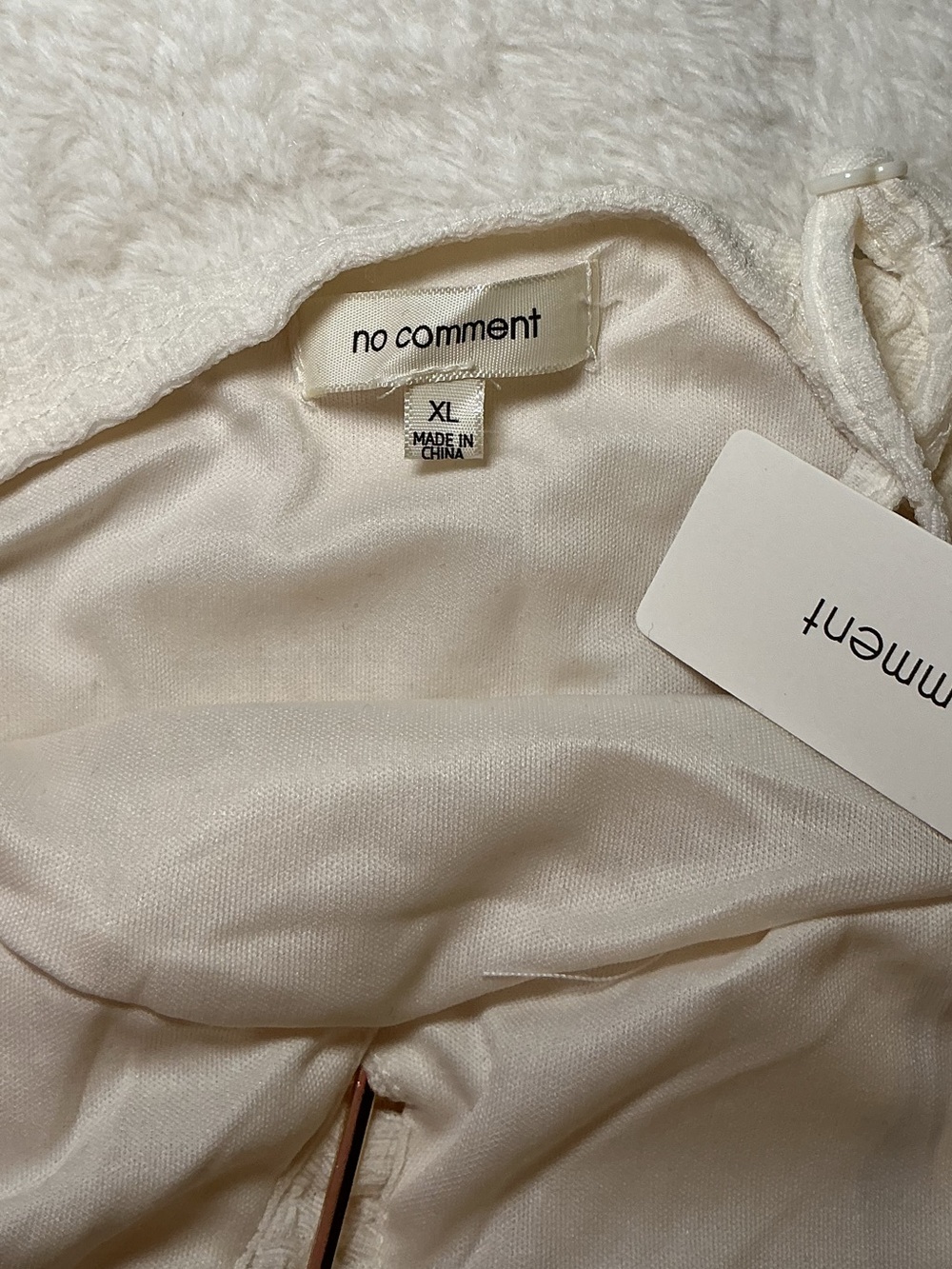 White Textured Maxi Dress with Gold Accent - Picture 5 of 7
